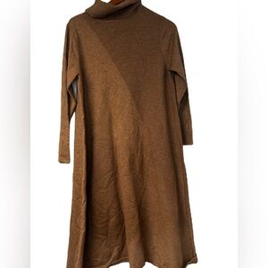 Epik Woman's Large Gold Turtle Neck Aline Sparkle Knit DressTextured Cozy Warm